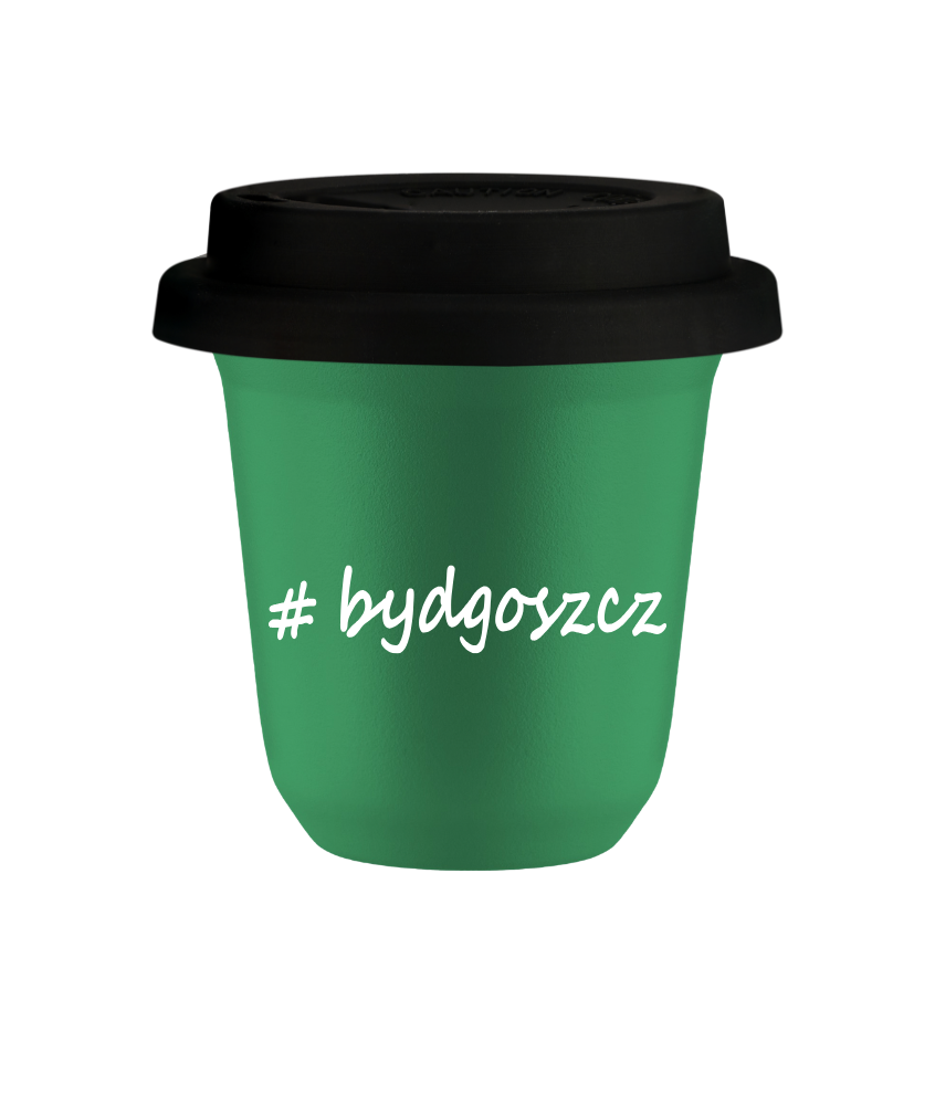 Tasse 150 ml VERT "Bydgoszcz", avec couvercle noir