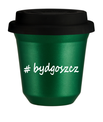 Tasse 80 ml VERT MÉTALLIQUE "Bydgoszcz", avec couvercle noir Tasse 80 ml VERT MÉTALLIQUE "Bydgoszcz", avec couvercle noir