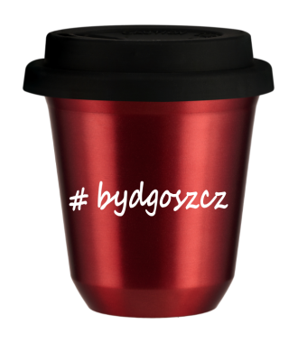 Tasse 150 ml ROUGE MÉTALLIQUE "Bydgoszcz", avec couvercle noir Tasse 150 ml ROUGE MÉTALLIQUE "Bydgoszcz", avec couvercle noir