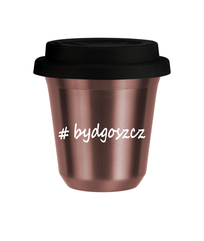 Tasse 240 ml OR ROSE "Bydgoszcz", avec couvercle noir