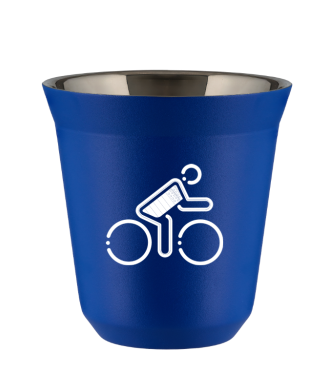 Tasse 80 ml BLEU "Cycliste aux couleurs britanniques (blanc)" Tasse 80 ml BLEU "Cycliste aux couleurs britanniques (blanc)"