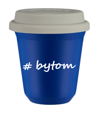 Tasse 150 ml BLEU "Bytom", avec couvercle blanc Tasse 150 ml BLEU "Bytom", avec couvercle blanc