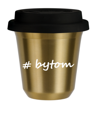 Tasse 150 ml OR "Bytom", avec couvercle noir Tasse 150 ml OR "Bytom", avec couvercle noir