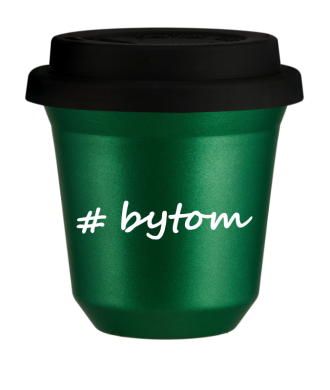 Tasse 80 ml VERT MÉTALLIQUE "Bytom", avec couvercle noir Tasse 80 ml VERT MÉTALLIQUE "Bytom", avec couvercle noir