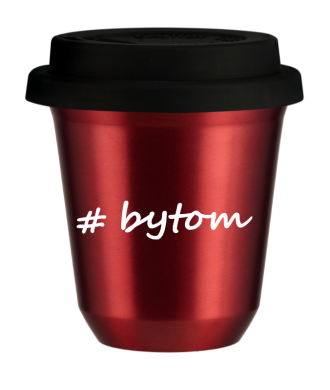 Tasse 150 ml ROUGE MÉTALLIQUE "Bytom", avec couvercle noir Tasse 150 ml ROUGE MÉTALLIQUE "Bytom", avec couvercle noir