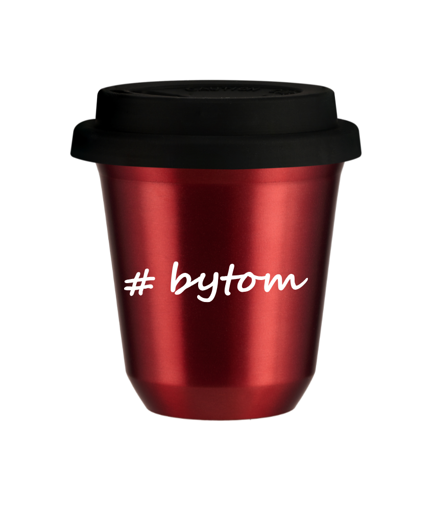 Tasse 150 ml ROUGE MÉTALLIQUE "Bytom", avec couvercle noir