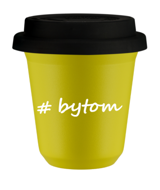 Tasse 150 ml JAUNE "Bytom", avec couvercle noir Tasse 150 ml JAUNE "Bytom", avec couvercle noir