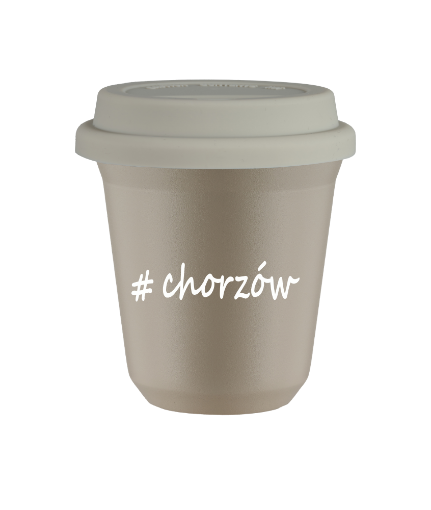 Tasse 240 ml BEIGE "Chorzów", avec couvercle blanc Tasse 240 ml BEIGE "Chorzów", avec couvercle blanc