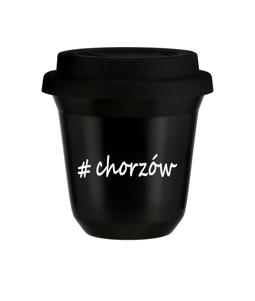Tasse 150 ml NOIR "Chorzów", avec couvercle noir Tasse 150 ml NOIR "Chorzów", avec couvercle noir