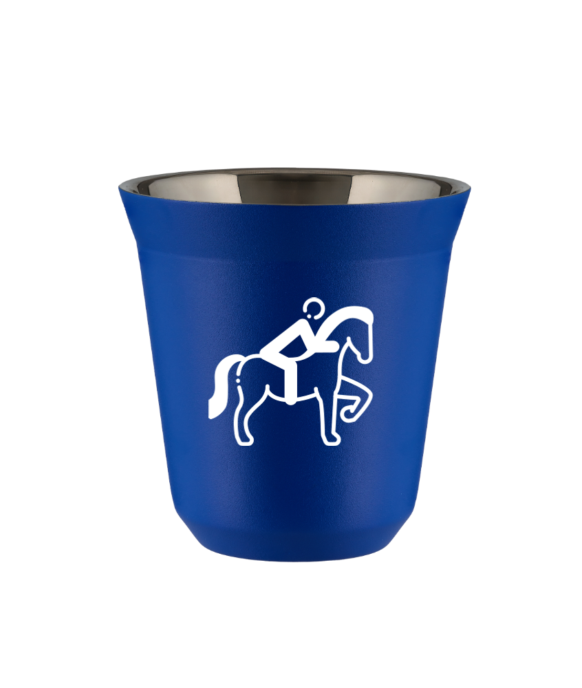 Tasse 80 ml BLEU "Équitation 2 (blanc)"