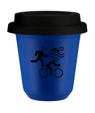 Tasse 80 ml BLEU "Sports", avec couvercle noir Tasse 80 ml BLEU "Sports", avec couvercle noir