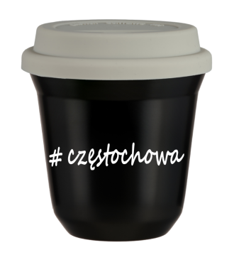Tasse 150 ml NOIR "Częstochowa", avec couvercle blanc Tasse 150 ml NOIR "Częstochowa", avec couvercle blanc