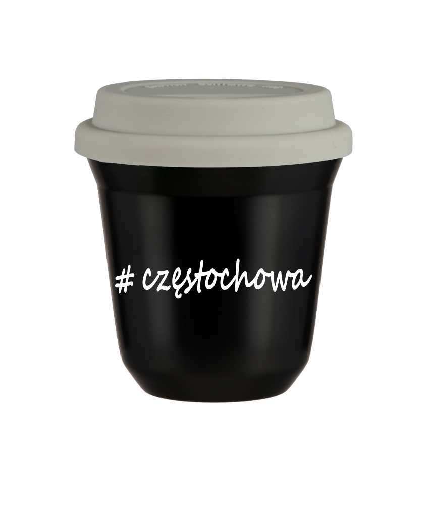 Tasse 150 ml NOIR "Częstochowa", avec couvercle blanc Tasse 150 ml NOIR "Częstochowa", avec couvercle blanc