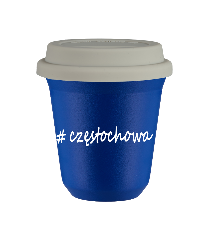 Tasse 150 ml BLEU "Częstochowa", avec couvercle blanc