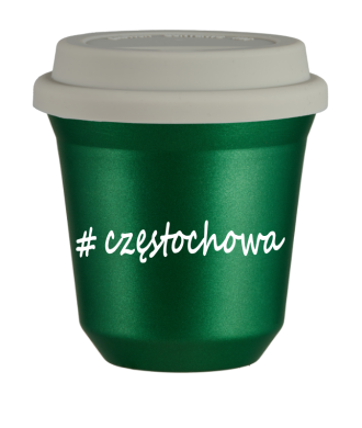 Tasse 150 ml VERT MÉTALLIQUE "Częstochowa", avec couvercle blanc Tasse 150 ml VERT MÉTALLIQUE "Częstochowa", avec couvercle blanc