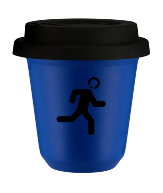 Tasse 80 ml BLEU "Coureur", avec couvercle noir Tasse 80 ml BLEU "Coureur", avec couvercle noir