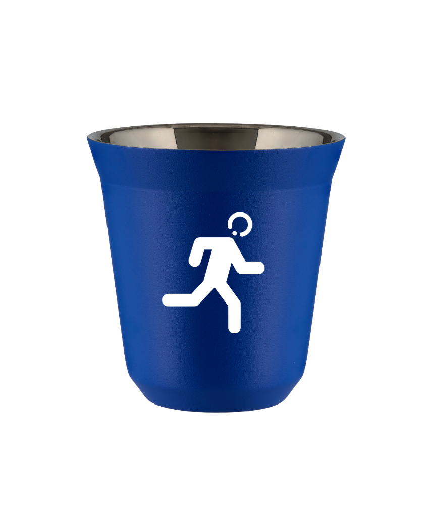 Tasse 80 ml BLEU "Coureur (blanc)"