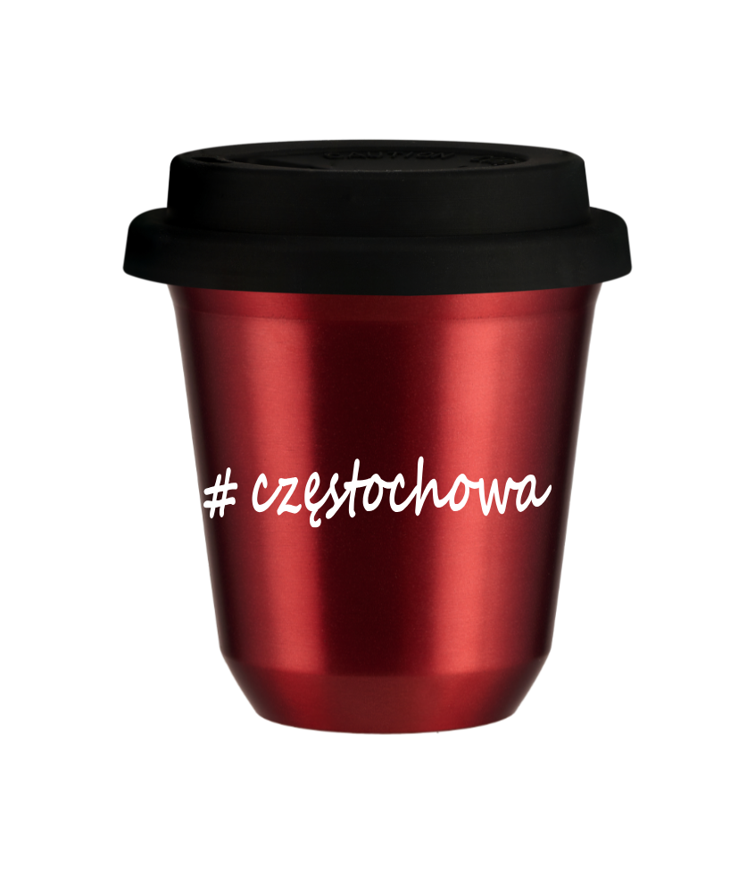 Tasse 240 ml ROUGE MÉTALLIQUE "Częstochowa", avec couvercle noir Tasse 240 ml ROUGE MÉTALLIQUE "Częstochowa", avec couvercle noir