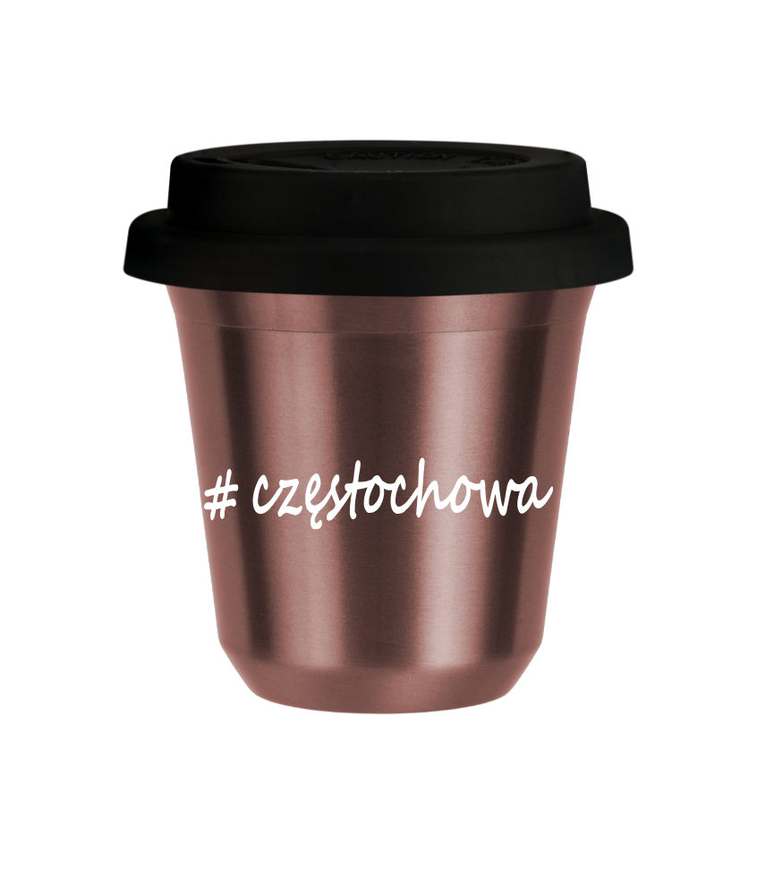 Tasse 80 ml OR ROSE "Częstochowa", avec couvercle noir