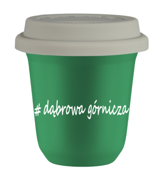 Tasse 150 ml VERT "Dąbrowa Górnicza", avec couvercle blanc Tasse 150 ml VERT "Dąbrowa Górnicza", avec couvercle blanc