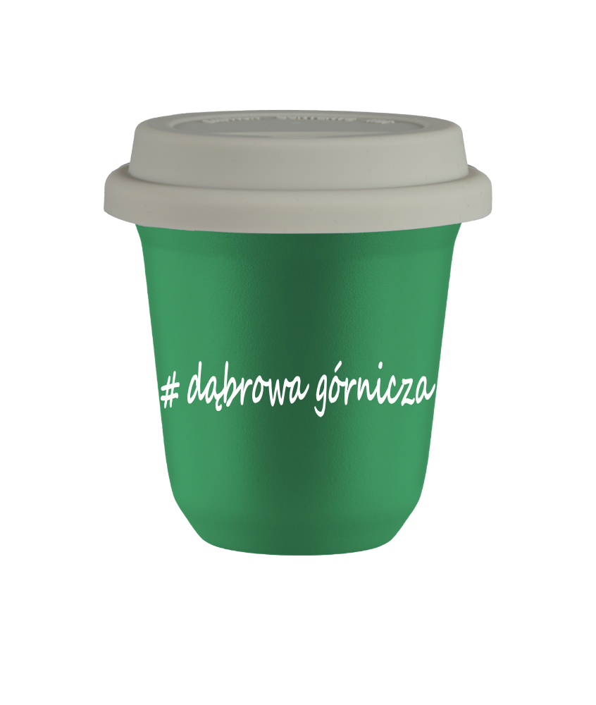 Tasse 150 ml VERT "Dąbrowa Górnicza", avec couvercle blanc Tasse 150 ml VERT "Dąbrowa Górnicza", avec couvercle blanc