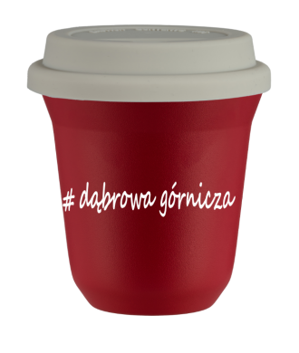 Tasse 150 ml ROUGE "Dąbrowa Górnicza", avec couvercle blanc Tasse 150 ml ROUGE "Dąbrowa Górnicza", avec couvercle blanc