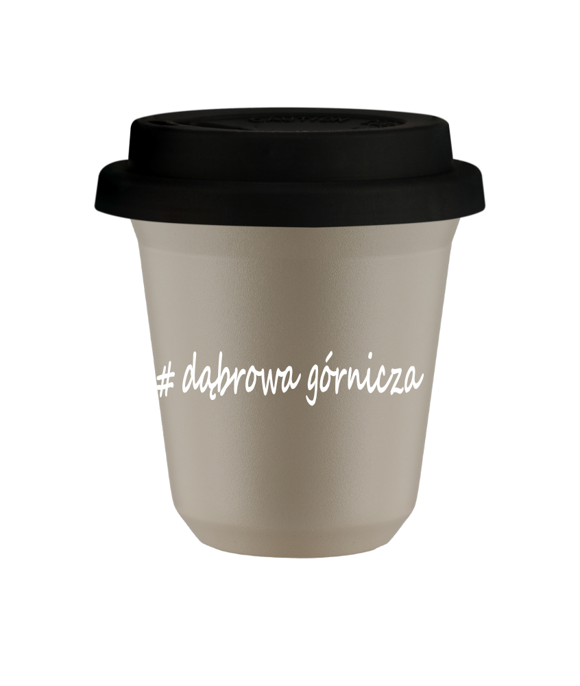 Tasse 240 ml BEIGE "Dąbrowa Górnicza", avec couvercle noir Tasse 240 ml BEIGE "Dąbrowa Górnicza", avec couvercle noir