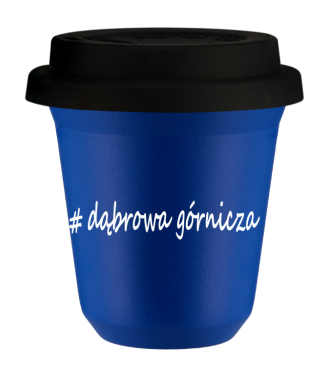 Tasse 150 ml BLEU "Dąbrowa Górnicza", avec couvercle noir Tasse 150 ml BLEU "Dąbrowa Górnicza", avec couvercle noir
