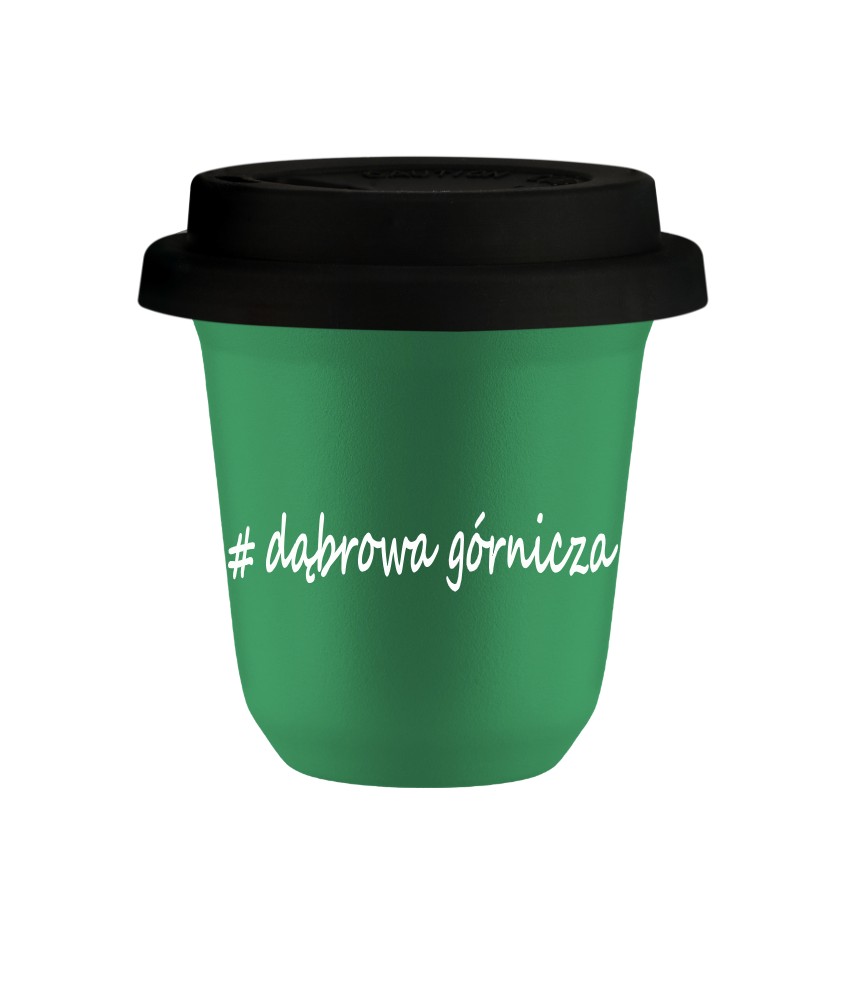 Tasse 80 ml VERT "Dąbrowa Górnicza", avec couvercle noir Tasse 80 ml VERT "Dąbrowa Górnicza", avec couvercle noir