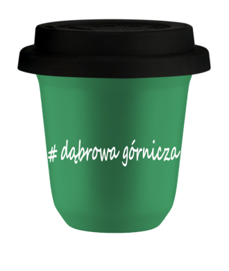 Tasse 240 ml VERT "Dąbrowa Górnicza", avec couvercle noir Tasse 240 ml VERT "Dąbrowa Górnicza", avec couvercle noir