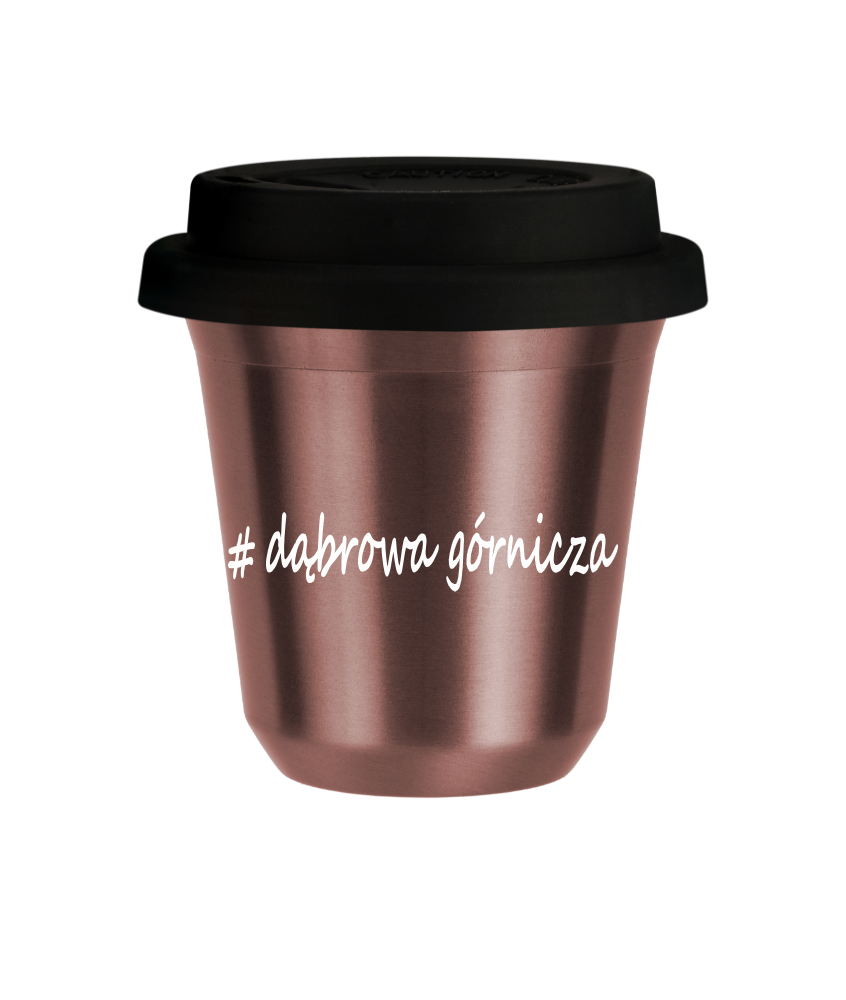 Tasse 150 ml OR ROSE "Dąbrowa Górnicza", avec couvercle noir