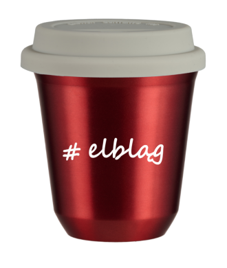 Tasse 240 ml ROUGE MÉTALLIQUE "Elbląg", avec couvercle blanc Tasse 240 ml ROUGE MÉTALLIQUE "Elbląg", avec couvercle blanc