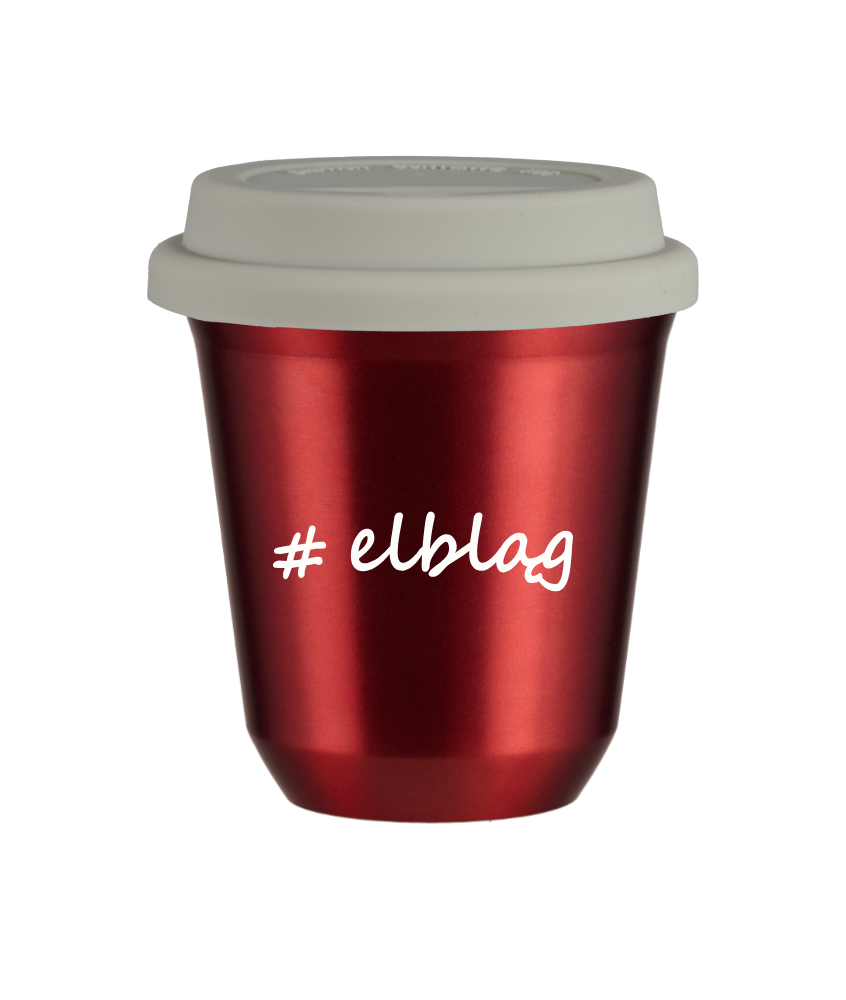 Tasse 240 ml ROUGE MÉTALLIQUE "Elbląg", avec couvercle blanc