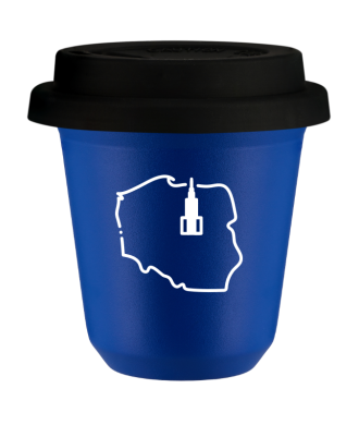 Tasse 80 ml BLEU "Pologne (blanc)", avec couvercle noir Tasse 80 ml BLEU "Pologne (blanc)", avec couvercle noir