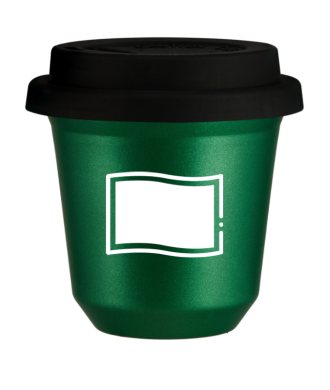 Tasse 80 ml VERT MÉTALLIQUE "Drapeau polonais (blanc)", avec couvercle noir Tasse 80 ml VERT MÉTALLIQUE "Drapeau polonais (blanc)", avec couvercle noir