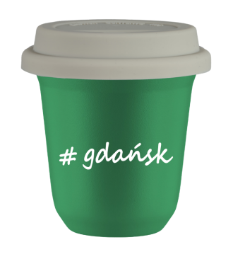 Tasse 240 ml VERT "Gdańsk", avec couvercle blanc Tasse 240 ml VERT "Gdańsk", avec couvercle blanc
