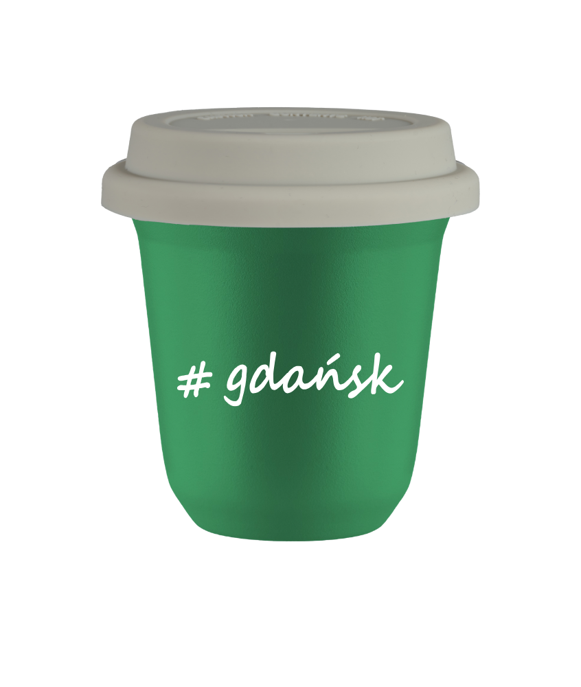 Tasse 240 ml VERT "Gdańsk", avec couvercle blanc
