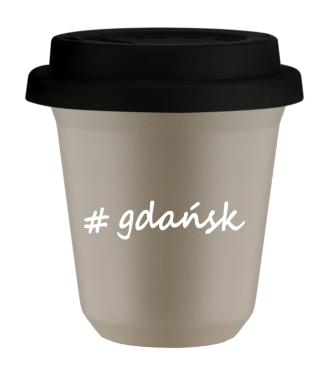 Tasse 240 ml BEIGE "Gdańsk", avec couvercle noir Tasse 240 ml BEIGE "Gdańsk", avec couvercle noir