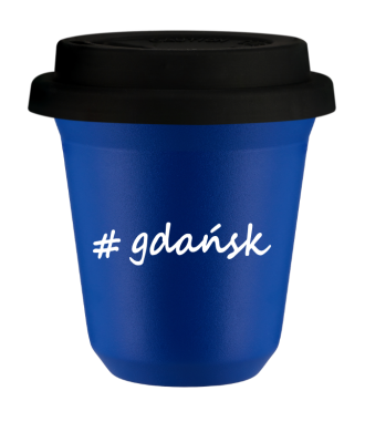 Tasse 240 ml BLEU "Gdańsk", avec couvercle noir Tasse 240 ml BLEU "Gdańsk", avec couvercle noir