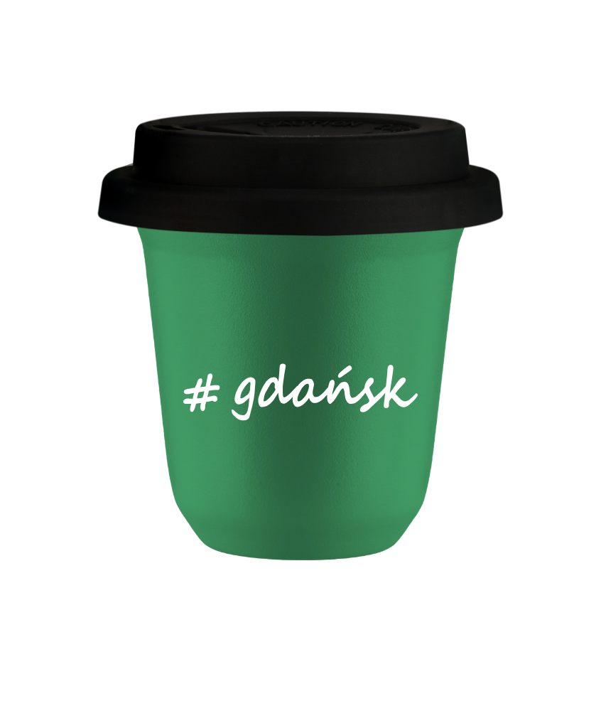 Tasse 80 ml VERT "Gdańsk", avec couvercle noir Tasse 80 ml VERT "Gdańsk", avec couvercle noir