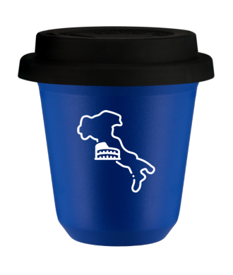 Tasse 80 ml BLEU "Italie (blanc)", avec couvercle noir Tasse 80 ml BLEU "Italie (blanc)", avec couvercle noir