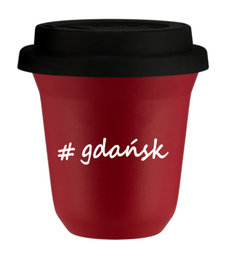 Tasse 240 ml ROUGE "Gdańsk", avec couvercle noir Tasse 240 ml ROUGE "Gdańsk", avec couvercle noir