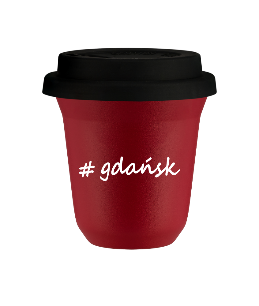 Tasse 240 ml ROUGE "Gdańsk", avec couvercle noir