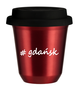 Tasse 80 ml ROUGE MÉTALLIQUE "Gdańsk", avec couvercle noir Tasse 80 ml ROUGE MÉTALLIQUE "Gdańsk", avec couvercle noir