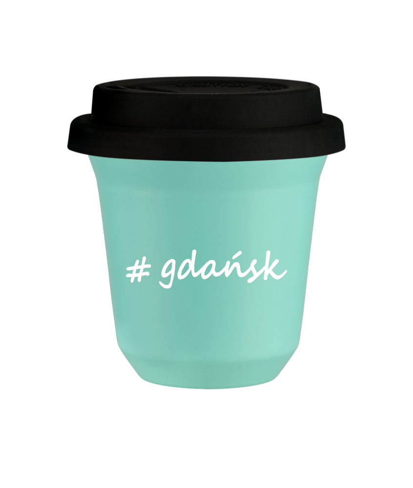 Tasse 80 ml TURQUOISE "Gdańsk", avec couvercle noir