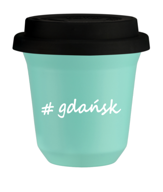 Tasse 150 ml TURQUOISE "Gdańsk", avec couvercle noir Tasse 150 ml TURQUOISE "Gdańsk", avec couvercle noir