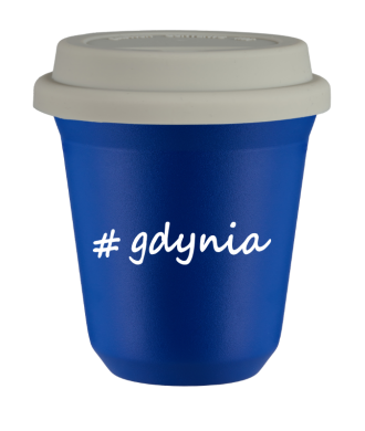 Tasse 240 ml BLEU "Gdynia", avec couvercle blanc Tasse 240 ml BLEU "Gdynia", avec couvercle blanc