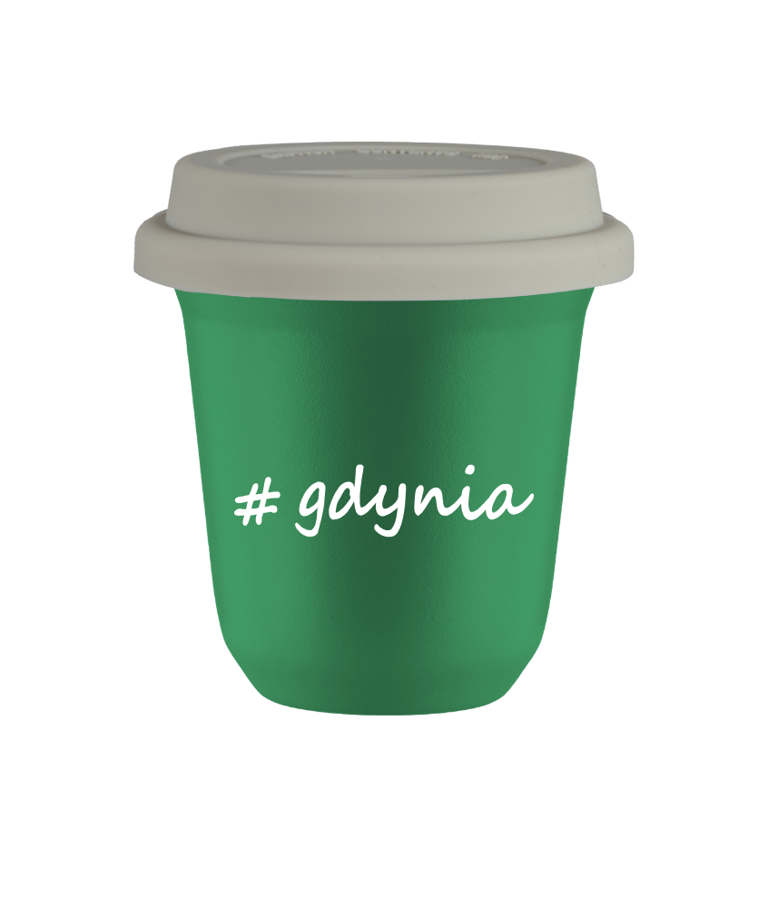 Tasse 80 ml VERT "Gdynia", avec couvercle blanc