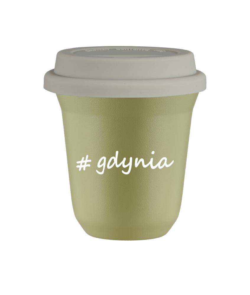 Tasse 150 ml PISTACHE "Gdynia", avec couvercle blanc Tasse 150 ml PISTACHE "Gdynia", avec couvercle blanc