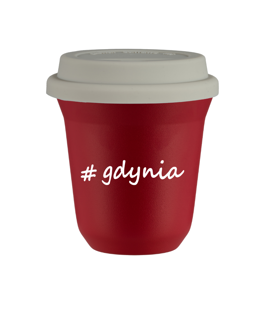 Tasse 150 ml ROUGE "Gdynia", avec couvercle blanc Tasse 150 ml ROUGE "Gdynia", avec couvercle blanc